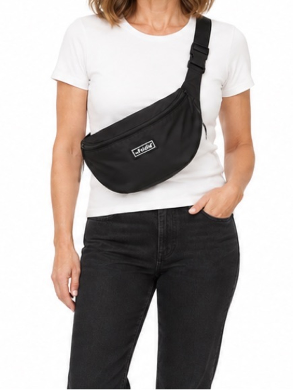 The Foldie Black RFID Safe Crossbody Belt Bag Travel Waist Pack NWT